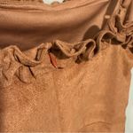 FIKA THE BRAND SUEDE RUFFLE TAN BROWN MINI DRESS SIZE M Size M Photo 5