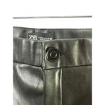 ZARA  Black Faux Leather High Waisted Pants with Zip Hem Women's Sz Medium Photo 7
