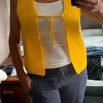 Bright And Cheerful Yellow Lace Front Sweater Vest Size M Photo 3
