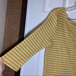 Time & Tru  Mustard Yellow Striped 3/4 Sleeve Knit Top L Photo 3