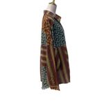 Oli & Hali Button Up Shirt XL Brown Striped Patchwork Slouchy Daisy Boho Gypsy Photo 5