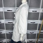 Anthropologie  Trench Coat By Idra Women’s Double Ruffle Beige Trench Jacket Size Photo 13