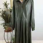 Scoop Women Skirt Dress XL Utility Green Long Sleeve Collared Open Mob Wife Photo 1