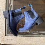 John Fluevog Boot Slacker Nap Crepe Soled Chelsea Leather Heeled Blue 11 GUC Photo 2
