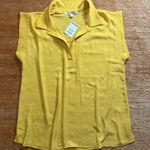 NWT Everleigh Yellow Collared Sleeveless Blouse Pocket Detail Women’s Size XL Photo 0