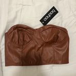 Boohoo Brown Leather Corset Top Photo 0