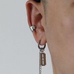 Titanium Steel Razor Blade Shape Dangle Drop Earrings for Men Women Silver Photo 3