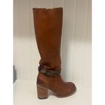 FREEBIRD by Steven Holland Tan Leather Tall Boots Buckle Side Zip Block Heel Photo 5