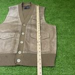 Vintage Leather Vest LG 70s Genuine Leather And Acrylic Vest EUC Tan Photo 4