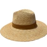 GIGI PIP Isla Straw Fedora Hat Wide Brim Boho Summer Tan Photo 2