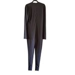 Norma Kamali - Long Sleeve Deep V-Neck Catsuit w/ Footie Slits Sz L Photo 4
