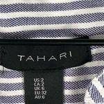 Tahari Linen Blend Sleeveless Blue Stripes Nautical Belted Button Midi Dress Photo 1