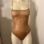 SKIMS Size Medium Glissenette Chai Scoop Neck Sheer Bodysuit Shimmery Golden Photo 1
