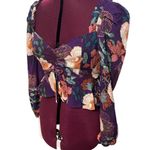 Band of Gypsies BAND OF THE FREE Floriane Pinch Front Puff Sleeve Cropped Top Floral NWT Medium Photo 2