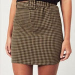 Hollister 5/$25 NWT  Ultra High Rise Gingham Tan Belted Mini Skirt Size Medium Photo 0