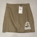 ZARA  Tan Mini Skirt with Beaded Accent Photo 0