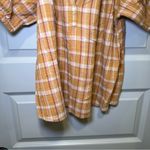 Loft  Orange-Yellow Plaid Tie Neck Puff Sleeve Top size XS Photo 5