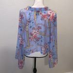Rue 21 blue floral chain print sheer kamino front knot wide sleeve cardigan Photo 4