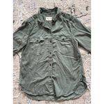 American Eagle Ahhmazingly Soft Boyfriend Fit Olive Green Button Shirt Sz Sm Photo 1