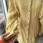 Free People Moni Mini Dress Endless Summer Textured Tie Yellow Size M Photo 4