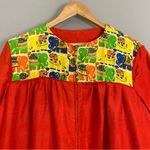 Vintage Caftan Dress Maxi Women Kaftan Muumuu Elephants Reddish Orange Zip Photo 13