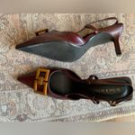 On feet & in love Heels Shoes Women Size 8 Burgundy Red Gold Elegant Formal Photo 1