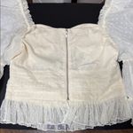 LPA  Cream Sheer Blouse with Ruffle Detail Open Front Size Large Photo 6