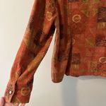 Christopher & Banks Orange Boho Citrus Retro 70s Jacket Linen Cotton Hippie Art To Wear Laganlook 1X Photo 8