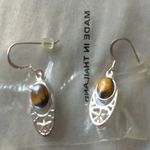Tiger's eye 925 rj stamped hook earrings Silver Photo 0