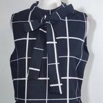 Gracia  Windowpane Print Mini Dress with Neck Tie Size Small Black Check Dress Photo 3