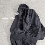 EXPRESS  Pleated‎ Dress Womens S Black Silky Satin Puffy Sleeve Smock Waist Flowy Photo 13