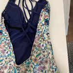 Floral Small strappy back one piece suit womens Blue Photo 2