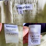 Reformation Dress Sawyer Linen Off-Shoulder Mini Green Dried Herbs 10 NWT Photo 5