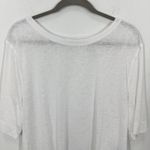 Athleta  White Linen Blend Boxy Cropped T Shirt Top Womens Size Large Breezy Soft Photo 3