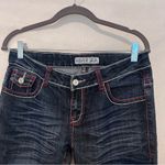 Y2K Silver Diva Red Cross Rhinestone Low Rise Jeans Blue Size undefined Photo 3