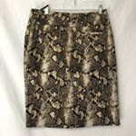 INC  Tan & Black Snake Print Mini Skirt Womens 8 Pencil Preppy Office Modest Photo 3