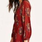 Ecote  Urban Outfitters Charlotte Plunging Romper Size 2 Brown Floral Long-Sleeve Photo 10