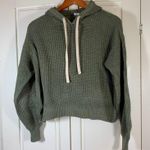 Gap ‎ Womens XS Olive Green Waffle Knit Hoodie Drawstring Pullover Casual Photo 0