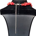 Vintage Red Puka Shell Chip Beaded Necklace Barrel Closure 16" Retro Photo 2