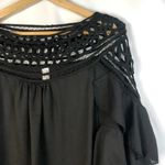 Giddy Up Boutique Black Lace Shoulder Ruffle Long Sleeve Top S Photo 2