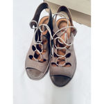 Clarks Clarene Sandals Women’s Wedges Nubuck Suede Tan lace up sz 7 chunky heel Photo 1