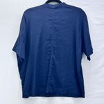 Vince  Linen Popover‎ Top Navy Blue Medium Photo 1