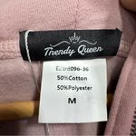 Light Pink Mauve Zip Front Cropped Hoodie with Pockets Thumb Holes Cozy Comfy Size M Photo 11