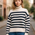 Joie NWT  100% Cashmere Striped Mock Neck Long Sleeve Sweater Pullover Jumper Photo 0