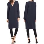 Vince  Dress V-Neck Popover Long Sleeve Tunic Navy Blue Size XS Minimalist Simple Photo 1