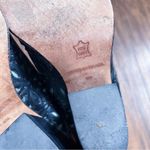 vintage • Matisse western mules cowgirl black leather blue floral lasercut 90s Size 8 Photo 10