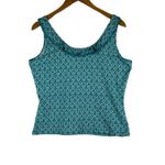 Boden UK 18 US 14 Teal Floral‎ Print Ruffle Neck Sleeveless Tank Top Blue Photo 1