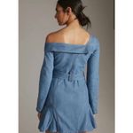 Anthropologie ATSU One Shoulder Denim Mini Dress Sz 6 Blue Belted Off Shoulder Photo 1