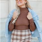 Pink Lily Brown Textured Mock Neck Top Photo 1