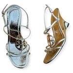 Tory Burch Metallic Capri Miller Logo Wedge Sandals Size 9.5 Gold Photo 0